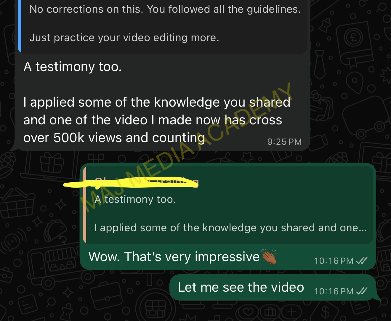 Career upgrade testimonial about video views